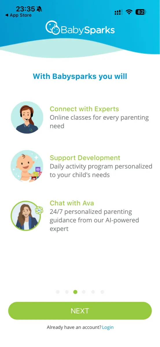 Screenshot of BabySparks website